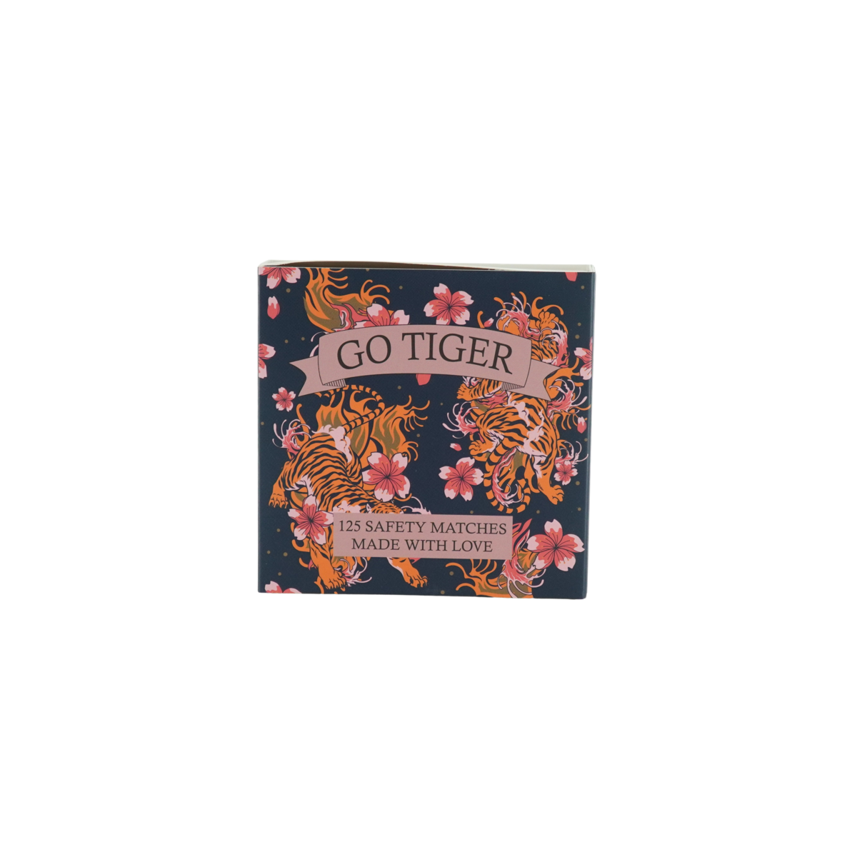 Matchbox 'Go Tiger' – 125 Streichhölzer – Blau/Rosa – 11×11×3 cm