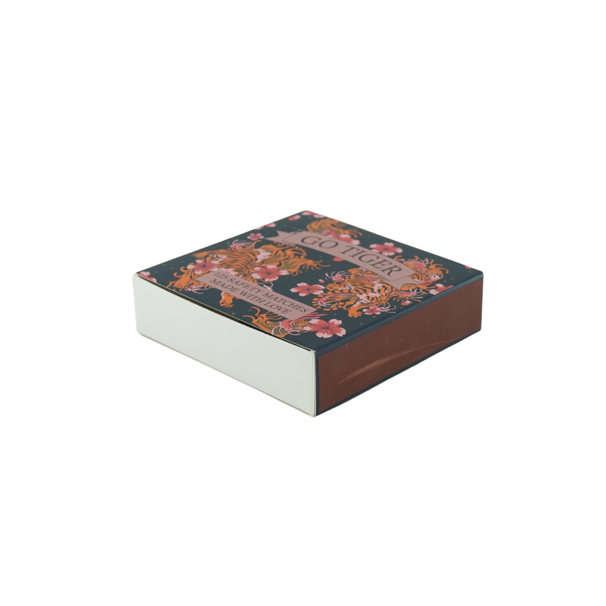 Matchbox 'Go Tiger' – 125 Streichhölzer – Blau/Rosa – 11×11×3 cm