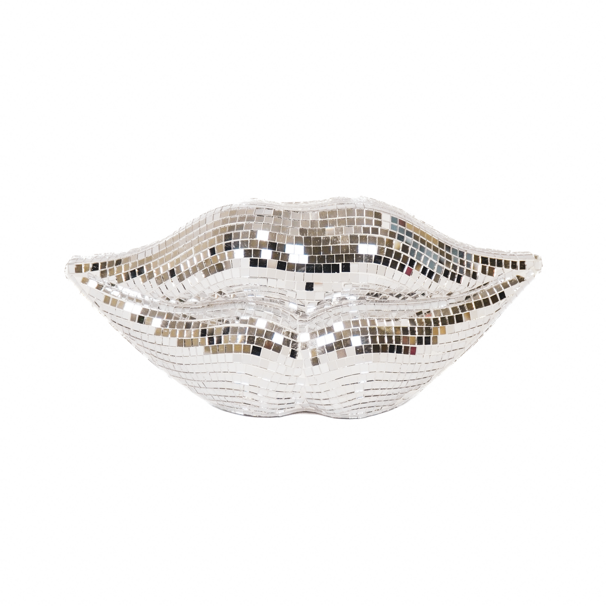 „Disco Lips“ – Silber küsst Coolness – Glitzerstück aus Glas – 29×10×13,5 cm
