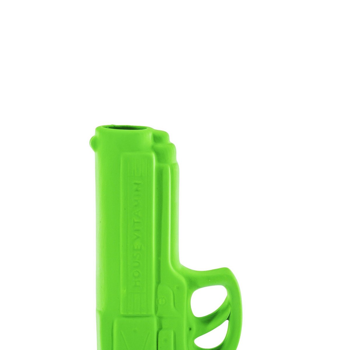Vase „BangBang“ – Pistolenform – Keramik – Neongrün – 15x9x23cm