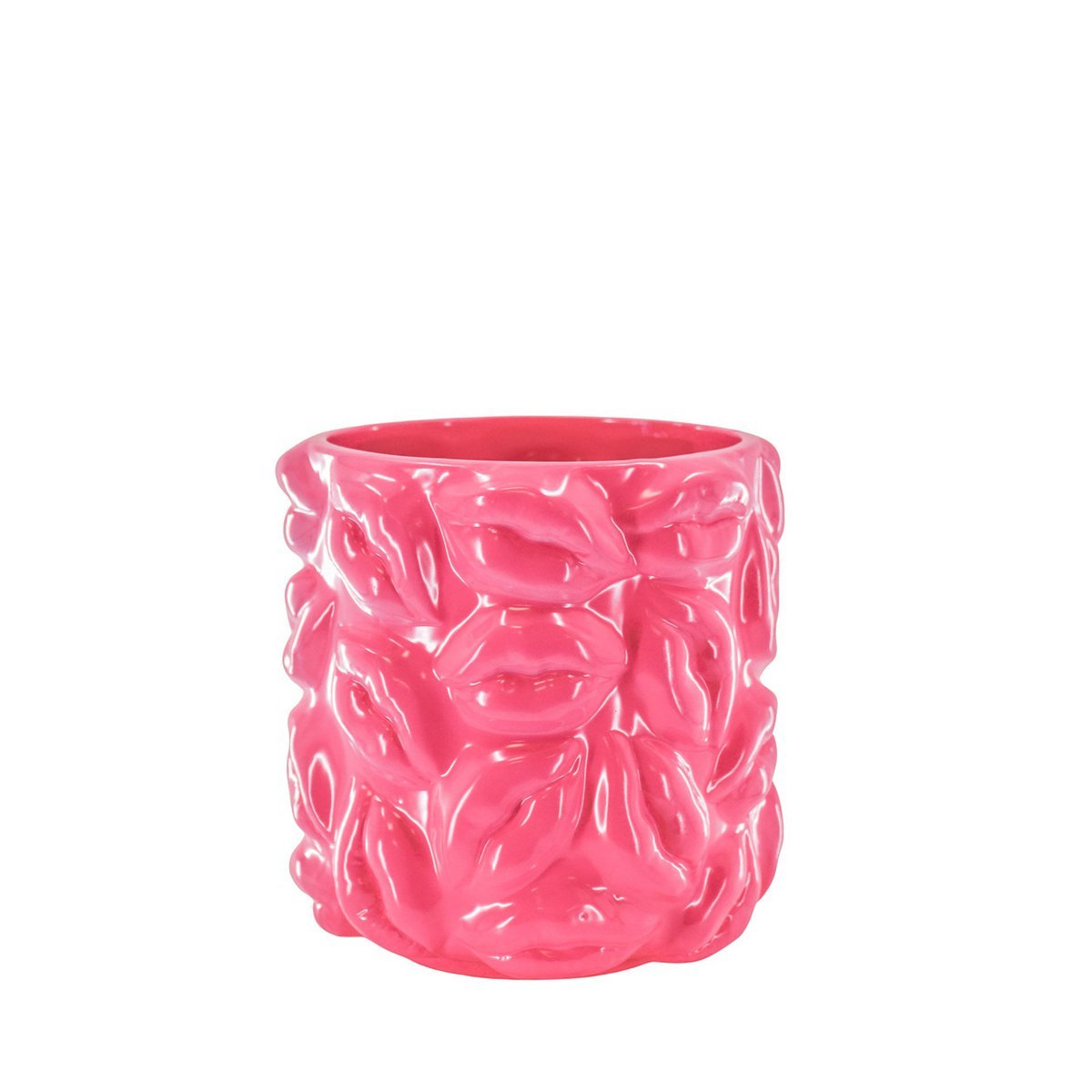 Topf „Mrs. Lipps“ – Kisses – Keramik – Neonpink – 17,5×17,5×17,5 cm