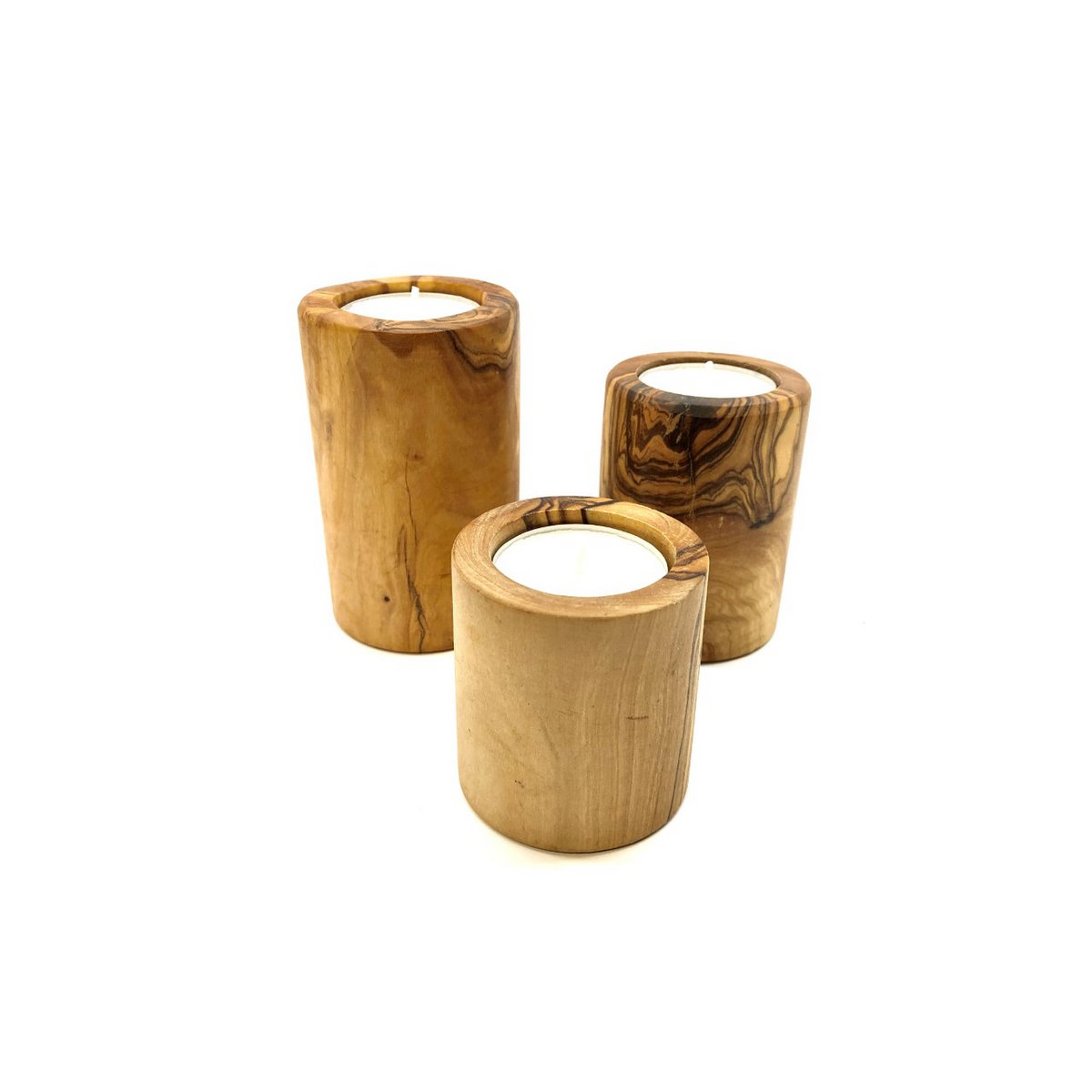 🕯️ "Licht Olli" Teelichthalter 3er Set aus Olivenholz – handgemacht & einzigartig
