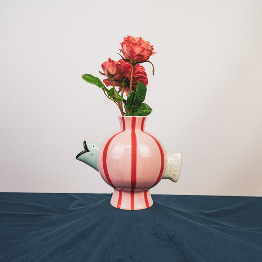 Vase „Fishy Wishes“ – pink. mint. rot. – frech wie Fischwasser. -21.5x13x17cm