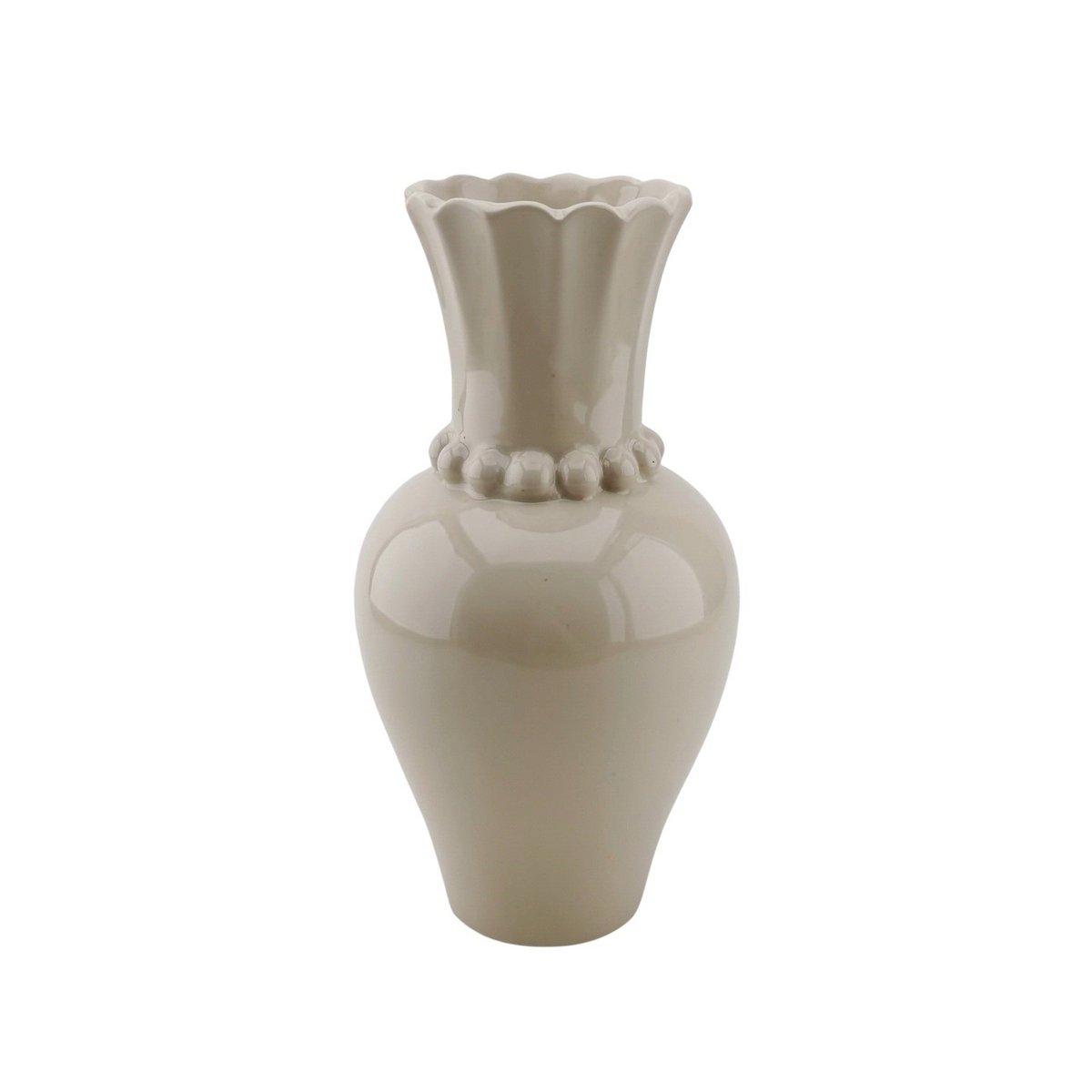 Vase „Perlenhals“ – Keramik – Sand – 12×12×24 cm