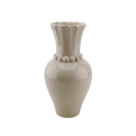Vase „Perlenhals“ – Keramik – Sand – 12×12×24 cm