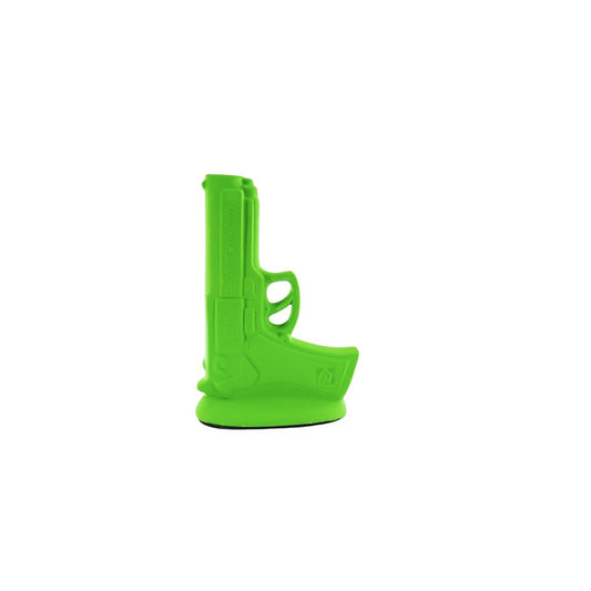 Vase „BangBang“ – Pistolenform – Keramik – Neongrün – 15x9x23cm