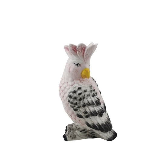 🦜 "Herr Kakadu" – Vase rosa/grün – 22 cm – ausgefallene Vogeldeko aus Dolomit