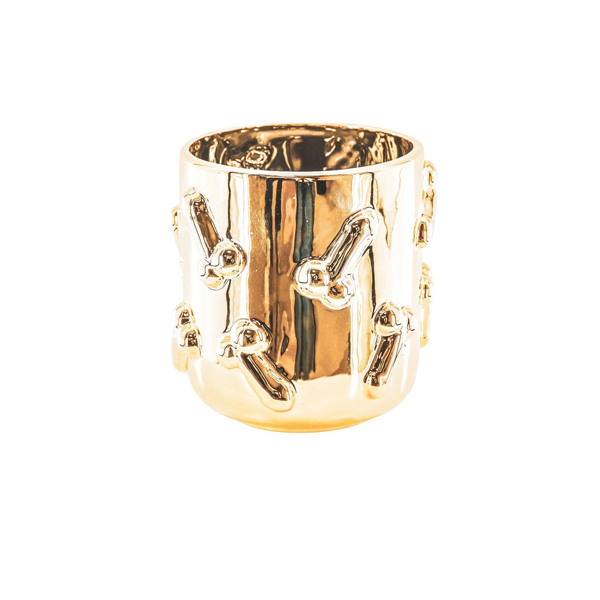 Topf „Golden Dick“ – Stiftehalter? Blumentopf? Deko? – Keramik – Gold – 17,5×17,5×17,5 cm