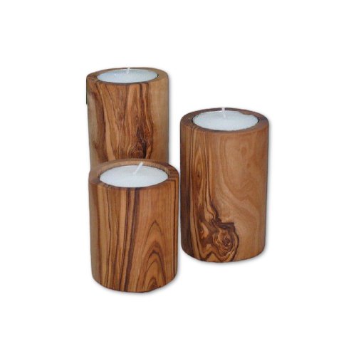 🕯️  "Licht Olli" Teelichthalter 3er Set aus Olivenholz – handgemacht & einzigartig