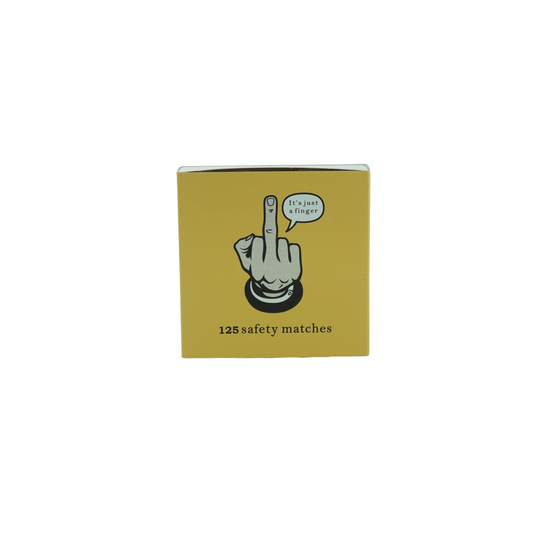 Matchbox „Lucifer“ – Mittelfinger – Gelb – 11×11×3 cm