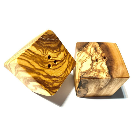 🧂🧂 "Duo" 2er Set Salz- und Pfefferstreuer Würfel | Handgemachtes Olivenholz