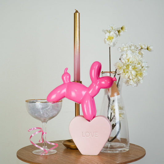 „P!NK Pooch“ – Spardose mit Zuckerschock – Ballonhund aus Keramik – Pink – 17×7×17 cm
