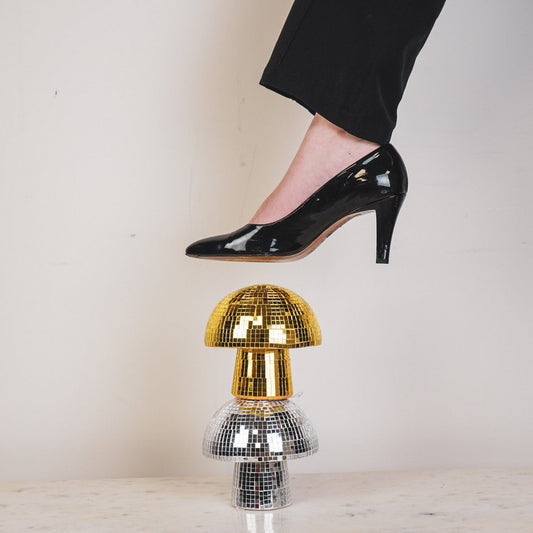 „Glittershroom“ – Disco-Goldpilz aus Glas – 14x14x14 cm