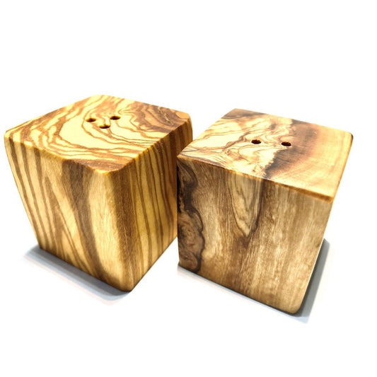 🧂🧂 "Duo" 2er Set Salz- und Pfefferstreuer Würfel | Handgemachtes Olivenholz