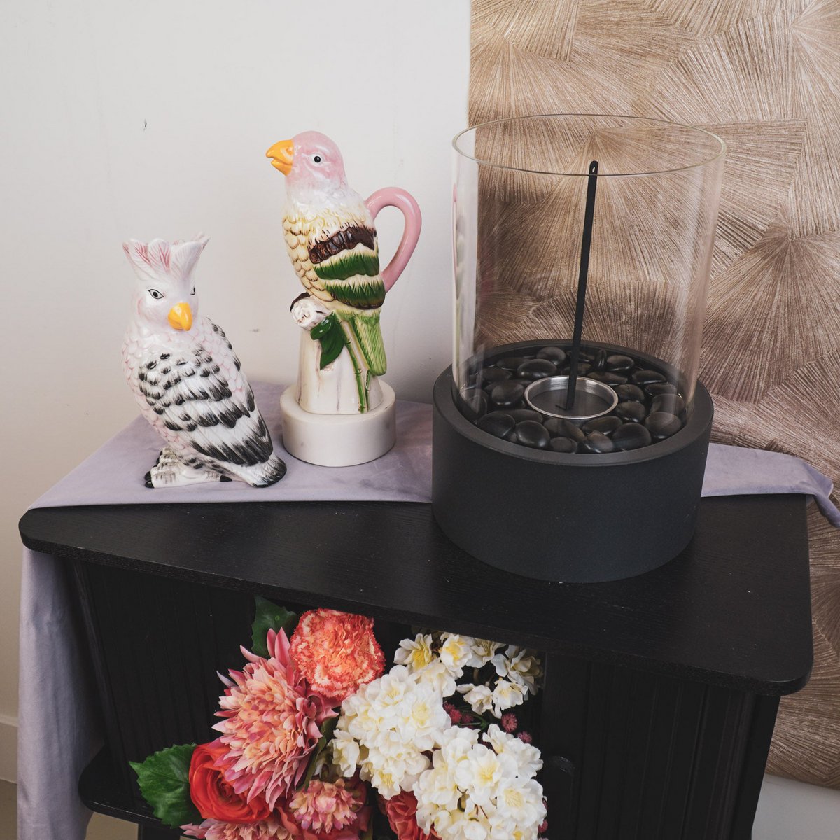 🦜 "Herr Kakadu" – Vase rosa/grün – 22 cm – ausgefallene Vogeldeko aus Dolomit