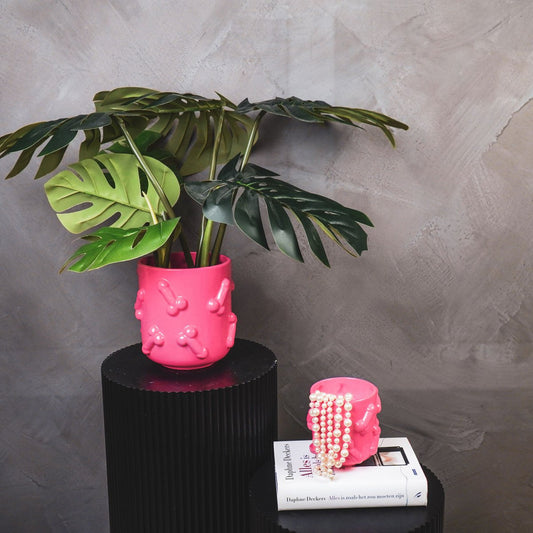 Topf „DekoKanone“ – Dickpot in Pink – Keramik – 17,5×17,5×17,5 cm