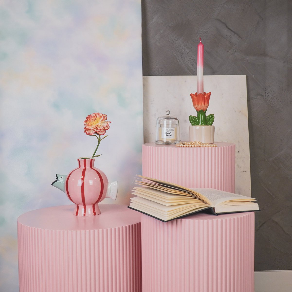 Vase „Fishy Wishes“ – pink. mint. rot. – frech wie Fischwasser. -21.5x13x17cm