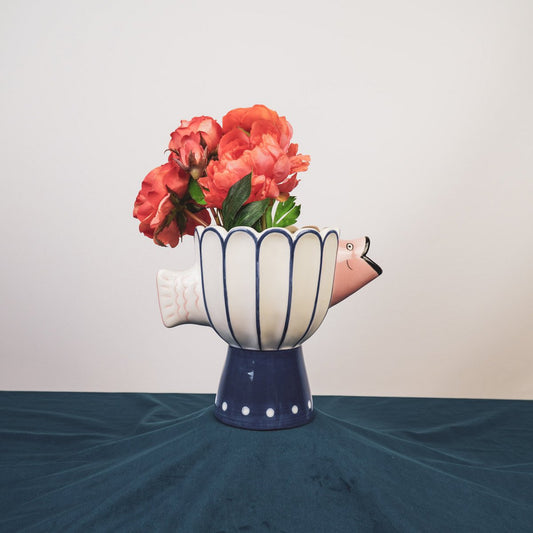 🐟 „Fischi“ Fisch-Vase aus Dolomit – Maritime Deko in Blau-Rosa | Trends4Friends