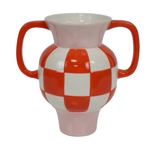 🍊🌸 "Power Rosa" Keramik-Vase Krug – orange/rosa – modern – 22,5 cm – Statement-Deko