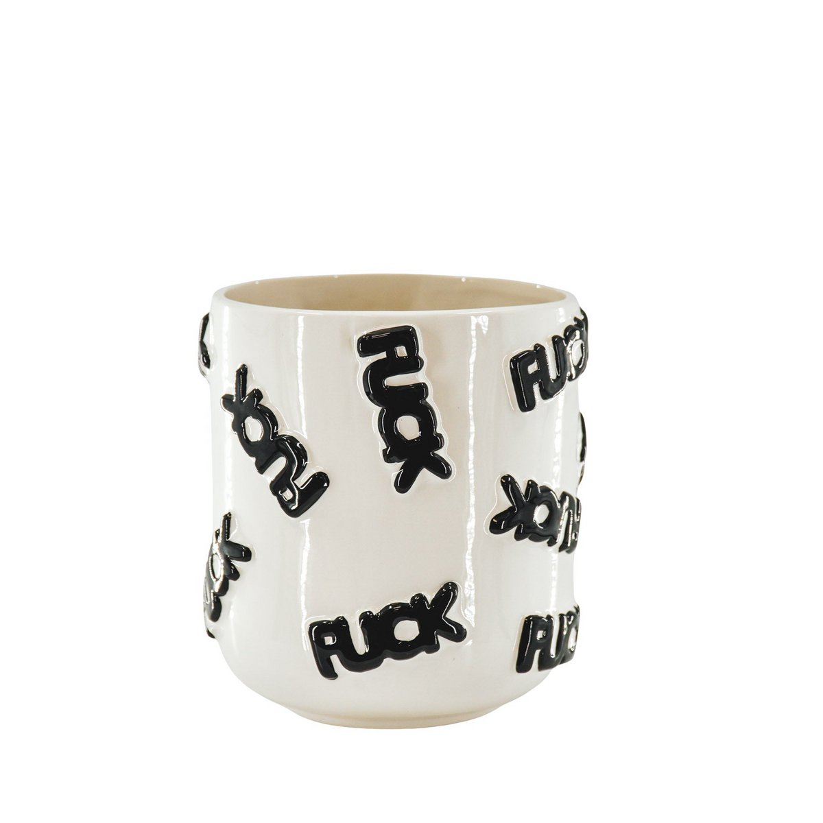 Topf „FUCK Off“ – Haltung in Schwarz-Weiß - 17,5x17,5x17,5cm