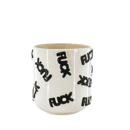 Topf „FUCK Off“ – Haltung in Schwarz-Weiß - 17,5x17,5x17,5cm