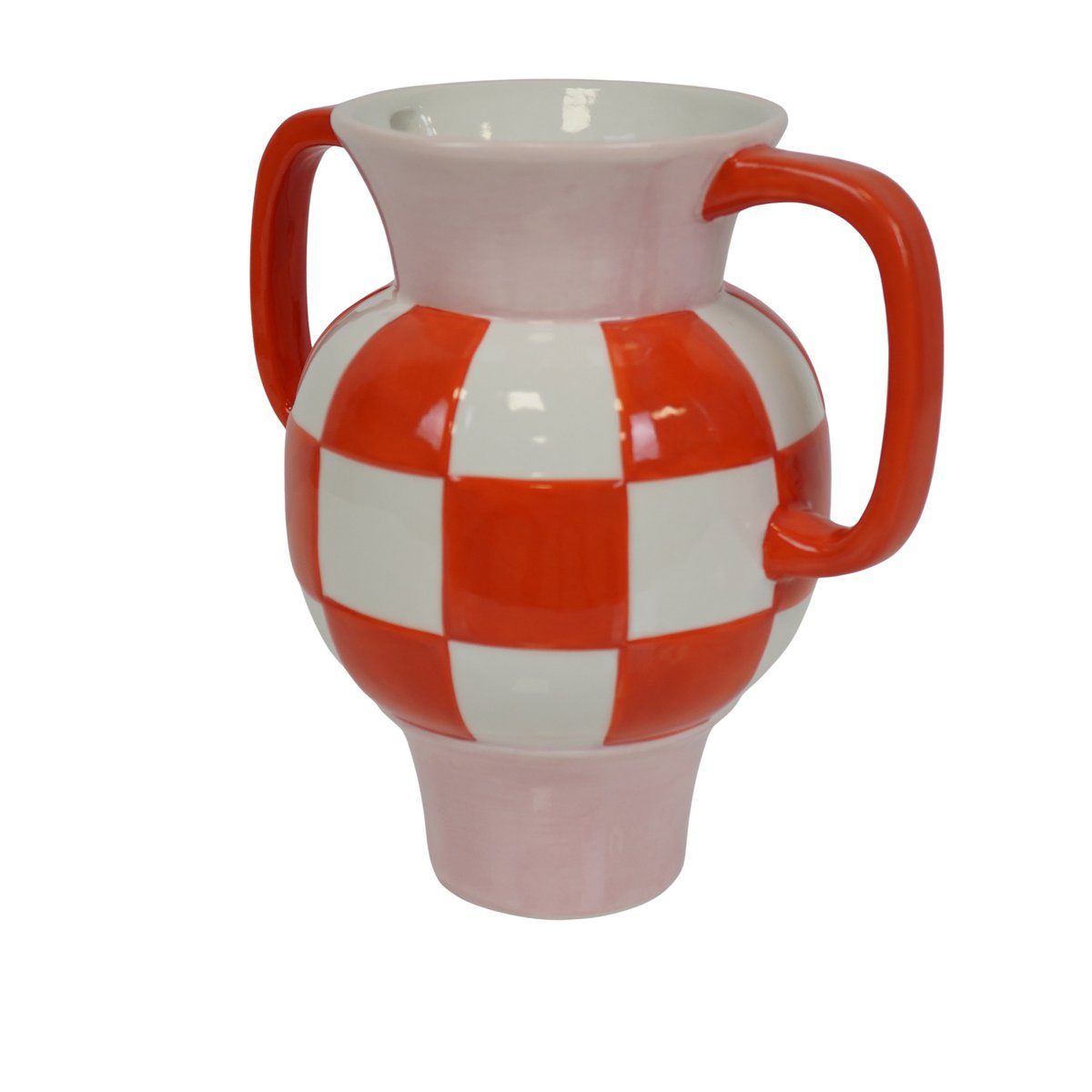🍊🌸 "Power Rosa" Keramik-Vase Krug – orange/rosa – modern – 22,5 cm – Statement-Deko