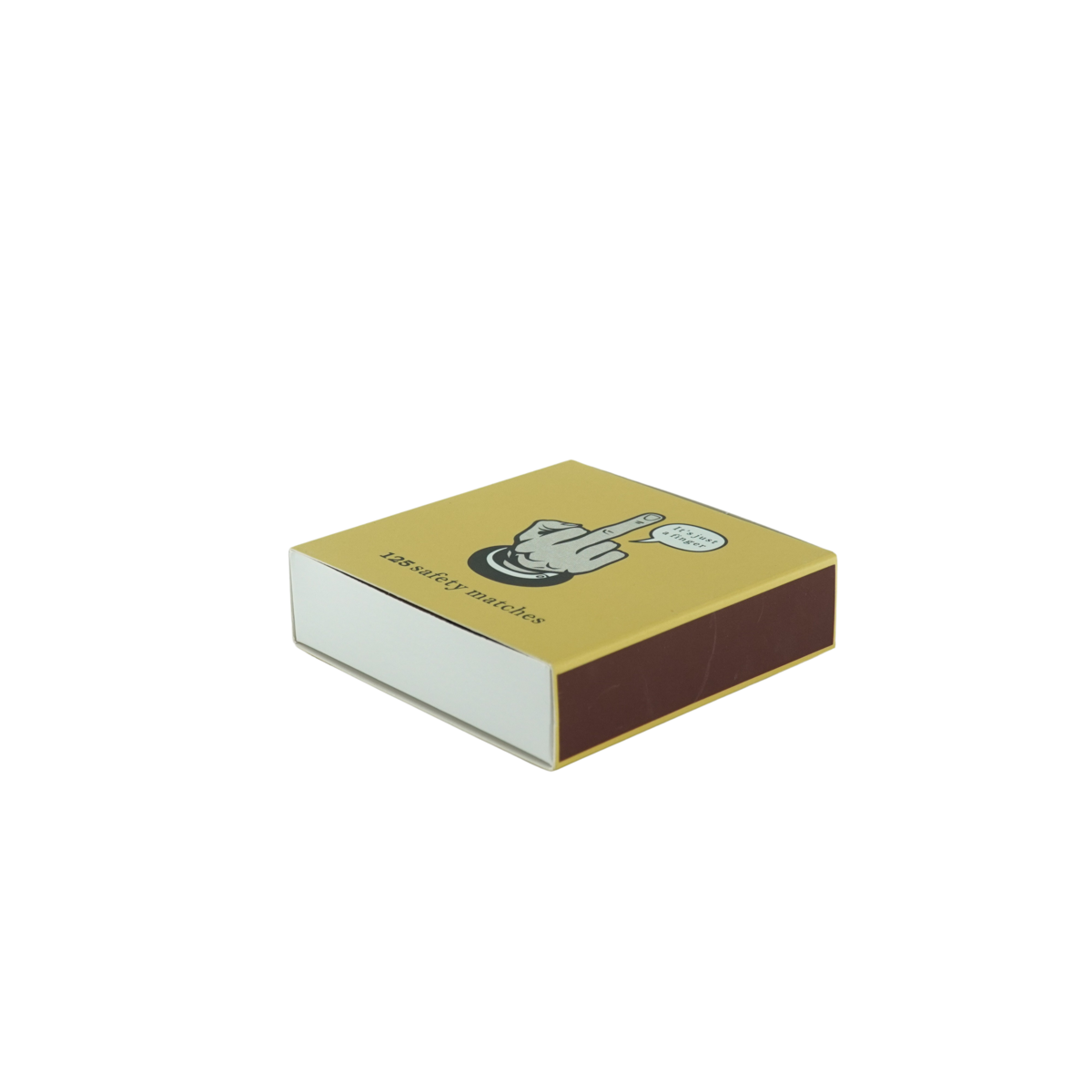 Matchbox „Lucifer“ – Mittelfinger – Gelb – 11×11×3 cm