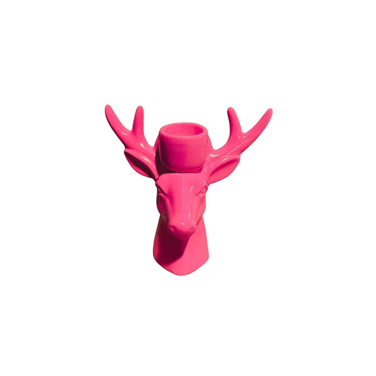 Kerzenhalter „Rudie Rave“ – Rentier – Neonrosa – 11×6×11 cm